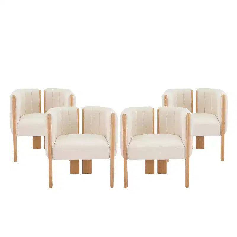 Set di 4 sedie da pranzo moderne in Boucle con gambe in legno, eleganti sedie d'accento per soggiorni, cucina o sala da pranzo-Panipeachy