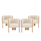 Set di 4 sedie da pranzo moderne in Boucle con gambe in legno, eleganti sedie d'accento per soggiorni, cucina o sala da pranzo-Panipeachy