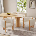 Set of 4 Modern Boucle Dining Chairs with Wood Legs, Stylish Accent Chairs for Living Areas, Kitchen or Dining Room Chairs-Panipeachy