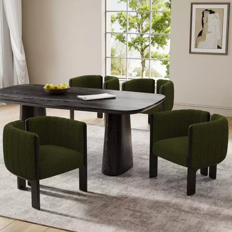 Set di 4 sedie da pranzo moderne in Boucle con gambe in legno, eleganti sedie d'accento per soggiorni, cucina o sala da pranzo-Panipeachy
