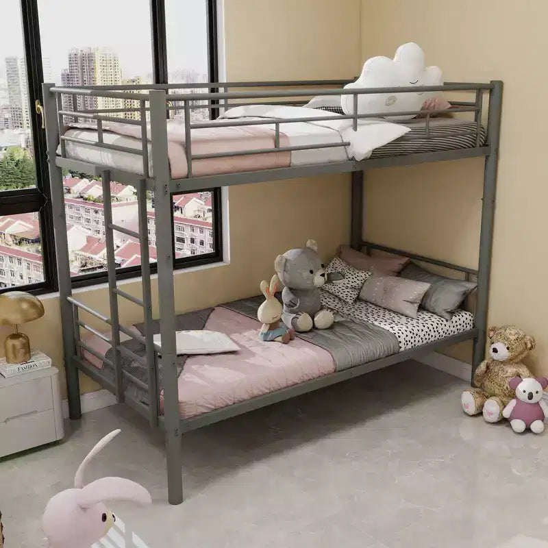 Bellemave Letto a Castello in Metallo per Bambini, Struttura Robusta in Acciaio con Scaletta e Sponde di Sicurezza, Convertibile in 2 Letti Singoli, Non Richiede Rete a Molle