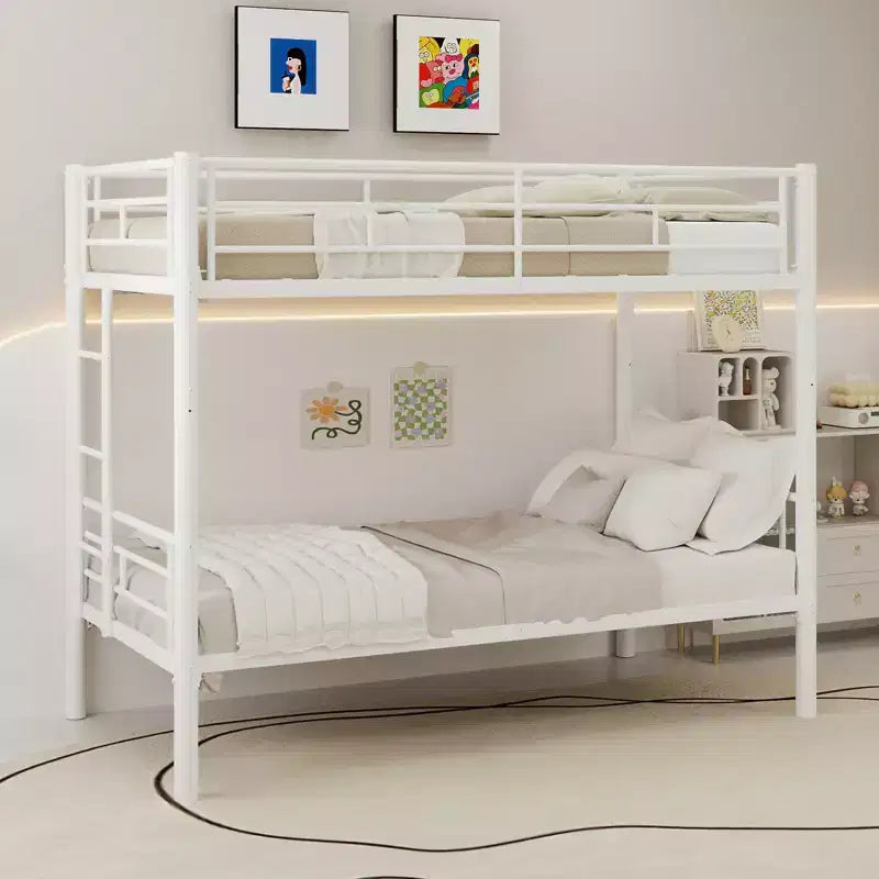 Bellemave Letto a Castello in Metallo per Bambini, Struttura Robusta in Acciaio con Scaletta e Sponde di Sicurezza, Convertibile in 2 Letti Singoli, Non Richiede Rete a Molle