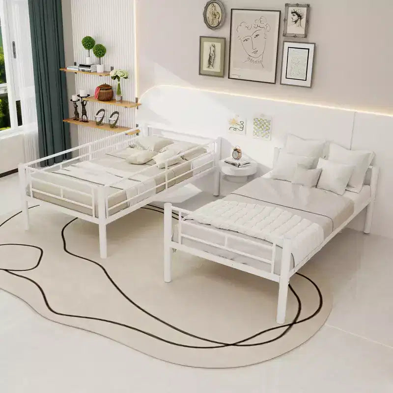 Bellemave Letto a Castello in Metallo per Bambini, Struttura Robusta in Acciaio con Scaletta e Sponde di Sicurezza, Convertibile in 2 Letti Singoli, Non Richiede Rete a Molle