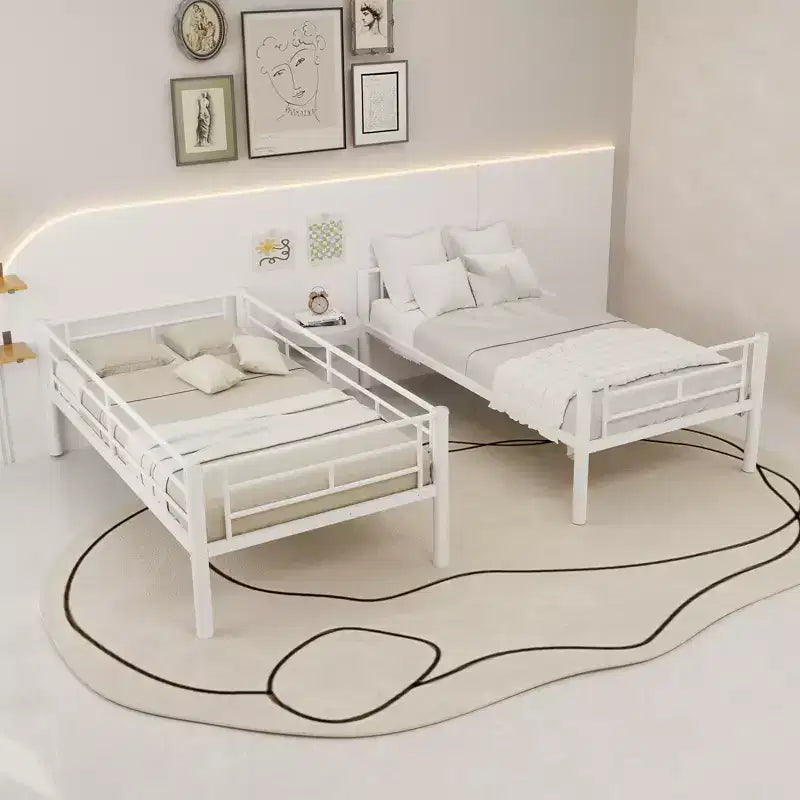 Bellemave Letto a Castello in Metallo per Bambini, Struttura Robusta in Acciaio con Scaletta e Sponde di Sicurezza, Convertibile in 2 Letti Singoli, Non Richiede Rete a Molle