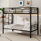 Bellemave Letto a Castello in Metallo per Bambini, Struttura Robusta in Acciaio con Scaletta e Sponde di Sicurezza, Convertibile in 2 Letti Singoli, Non Richiede Rete a Molle
