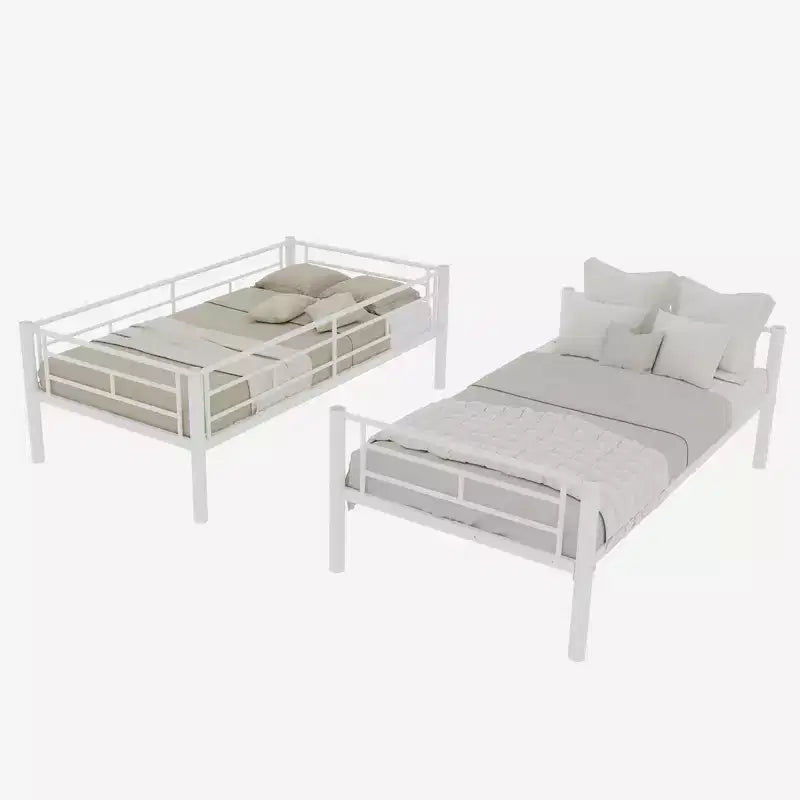 Bellemave Letto a Castello in Metallo per Bambini, Struttura Robusta in Acciaio con Scaletta e Sponde di Sicurezza, Convertibile in 2 Letti Singoli, Non Richiede Rete a Molle