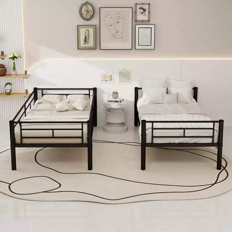 Bellemave Letto a Castello in Metallo per Bambini, Struttura Robusta in Acciaio con Scaletta e Sponde di Sicurezza, Convertibile in 2 Letti Singoli, Non Richiede Rete a Molle