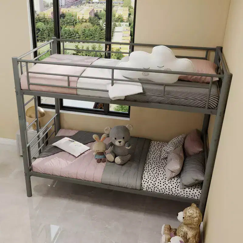 Bellemave Letto a Castello in Metallo per Bambini, Struttura Robusta in Acciaio con Scaletta e Sponde di Sicurezza, Convertibile in 2 Letti Singoli, Non Richiede Rete a Molle