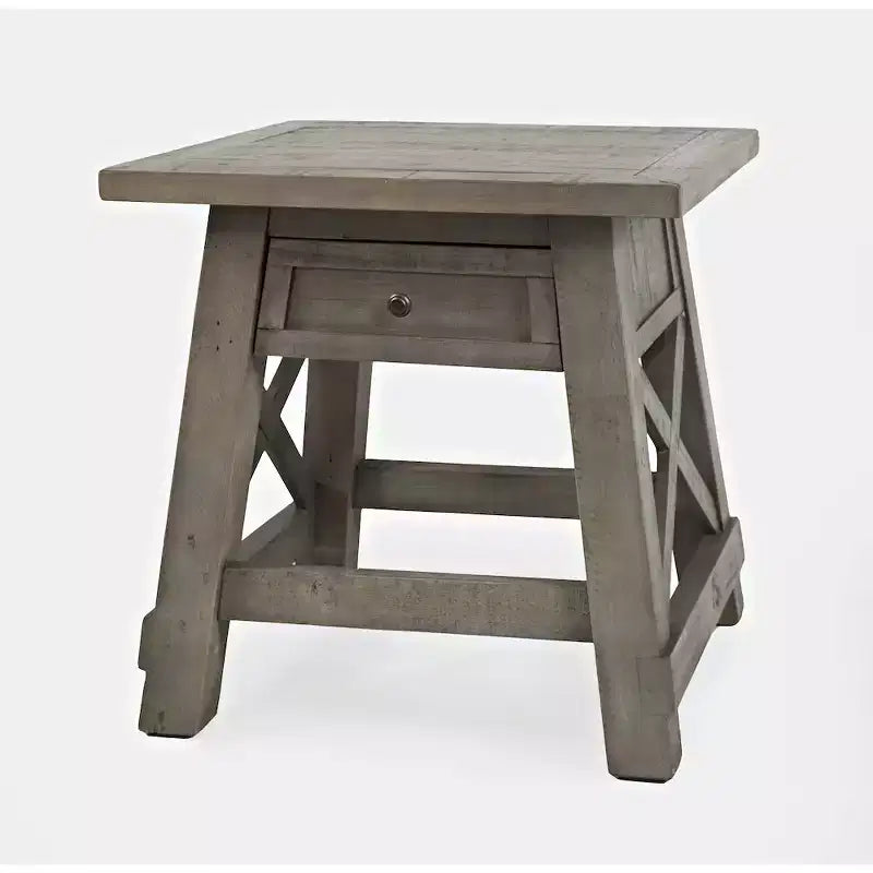 Jofran, tavolino da salotto/comodino con ricarica USB in pino riciclato Outer Banks - Driftwood