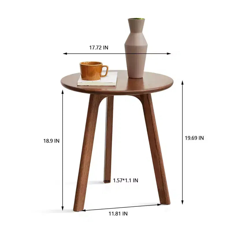 Tavolino rotondo in legno Homy Casa con design a 3 gambe per soggiorno o camera da letto