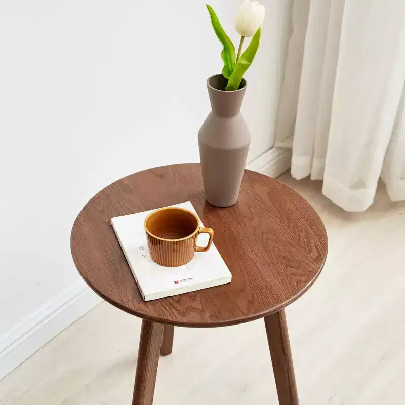 Tavolino rotondo in legno Homy Casa con design a 3 gambe per soggiorno o camera da letto