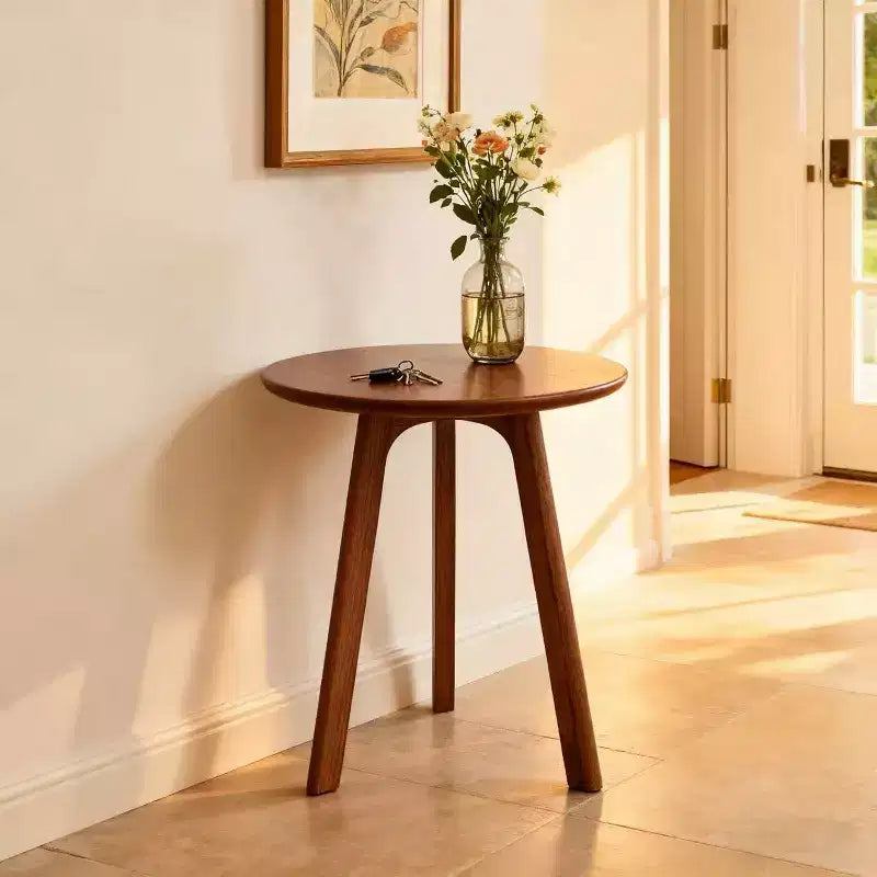 Tavolino rotondo in legno Homy Casa con design a 3 gambe per soggiorno o camera da letto