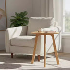 Tavolino rotondo in legno Homy Casa con design a 3 gambe per soggiorno o camera da letto