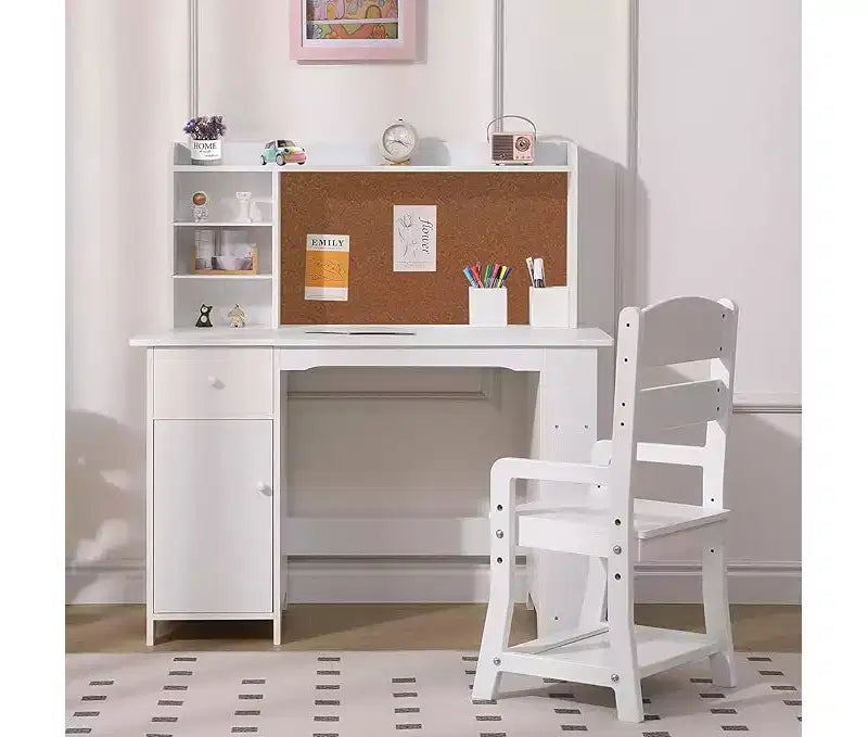 Set di scrivania e sedia per bambini, tavolino da studio per bambini con ripiani portaoggetti per ragazzi e ragazze, set di scrivania per la scuola in legno, tavolo da scrittura