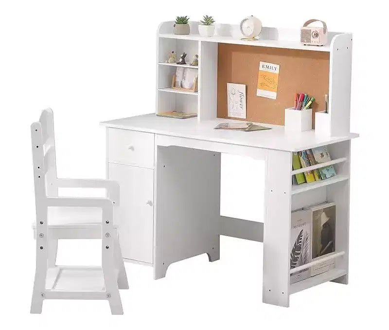 Set di scrivania e sedia per bambini, tavolino da studio per bambini con ripiani portaoggetti per ragazzi e ragazze, set di scrivania per la scuola in legno, tavolo da scrittura