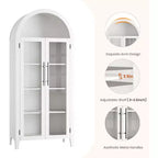 Dispensa a 5 ripiani ad arco, mobiletto rustico con ripiani regolabili e 2 ante in vetro, credenza per cucina, sala da pranzo, soggiorno