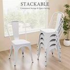 MAYEERTY Set di 4 Sedie da Pranzo in Metallo Impilabili Stile Industriale Capacità di Carico 136 kg per Cucina Sala da Pranzo