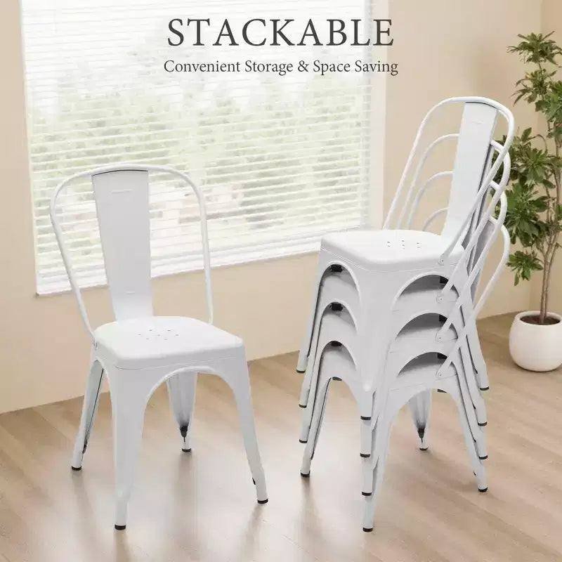 MAYEERTY Set di 4 Sedie da Pranzo in Metallo Impilabili Stile Industriale Capacità di Carico 136 kg per Cucina Sala da Pranzo