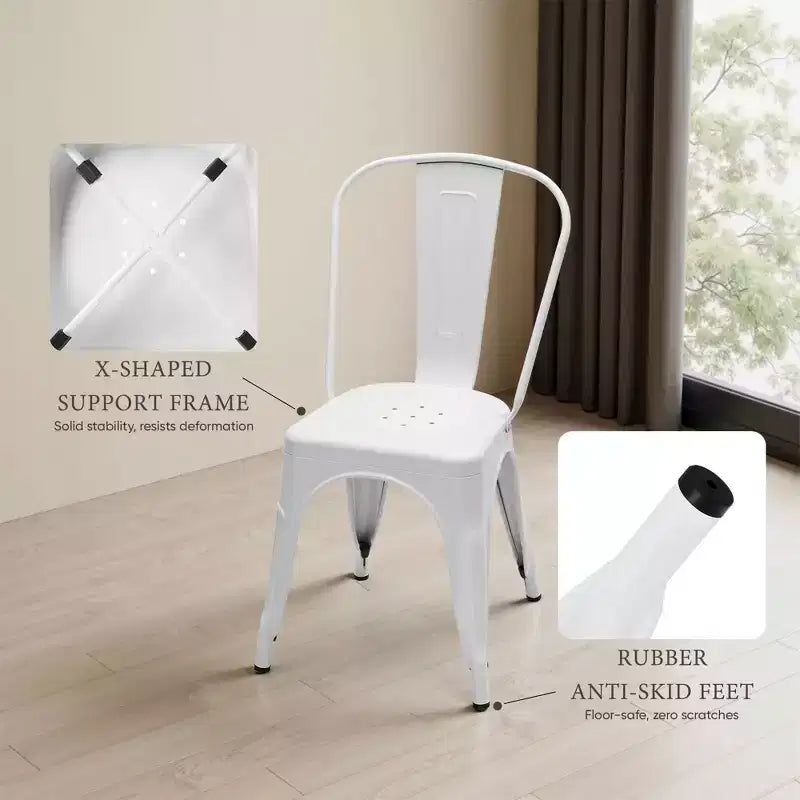 MAYEERTY Set di 4 Sedie da Pranzo in Metallo Impilabili Stile Industriale Capacità di Carico 136 kg per Cucina Sala da Pranzo