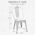 MAYEERTY Set di 4 Sedie da Pranzo in Metallo Impilabili Stile Industriale Capacità di Carico 136 kg per Cucina Sala da Pranzo