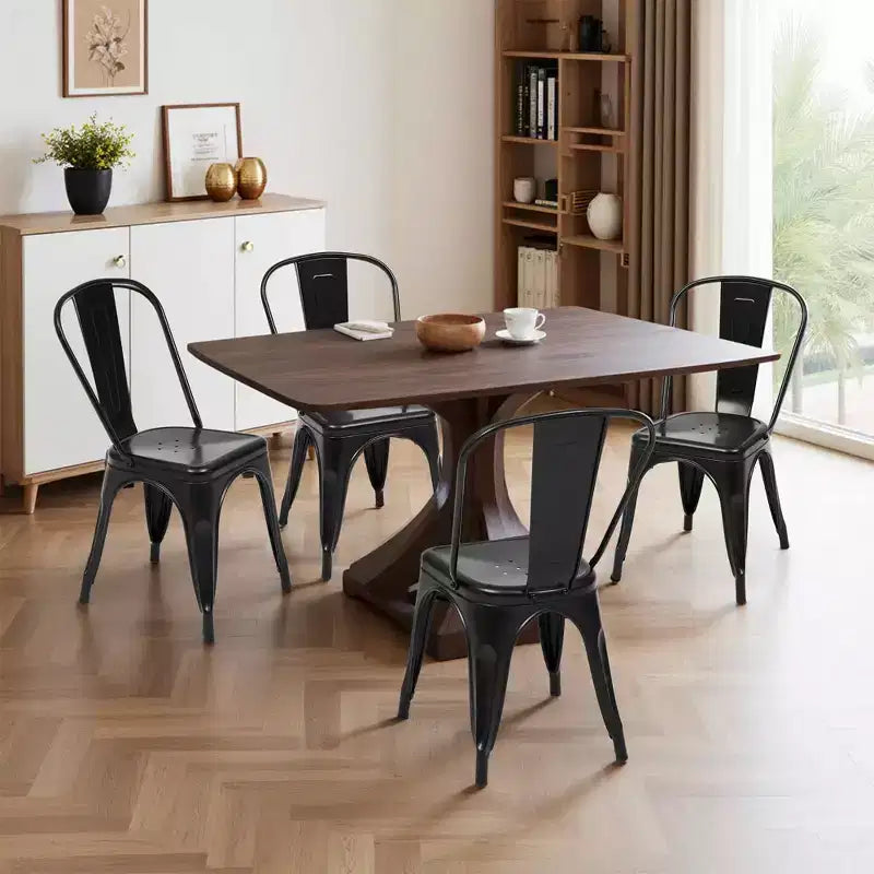 MAYEERTY Set di 4 Sedie da Pranzo in Metallo Impilabili Stile Industriale Capacità di Carico 136 kg per Cucina Sala da Pranzo