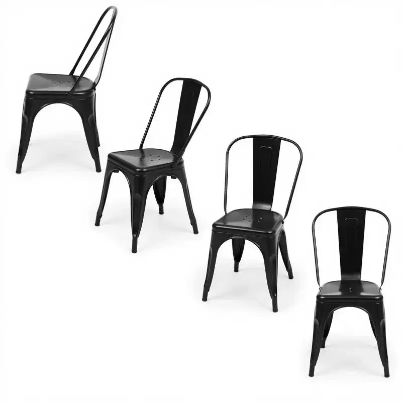 MAYEERTY Set di 4 Sedie da Pranzo in Metallo Impilabili Stile Industriale Capacità di Carico 136 kg per Cucina Sala da Pranzo