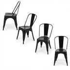 MAYEERTY Set di 4 Sedie da Pranzo in Metallo Impilabili Stile Industriale Capacità di Carico 136 kg per Cucina Sala da Pranzo
