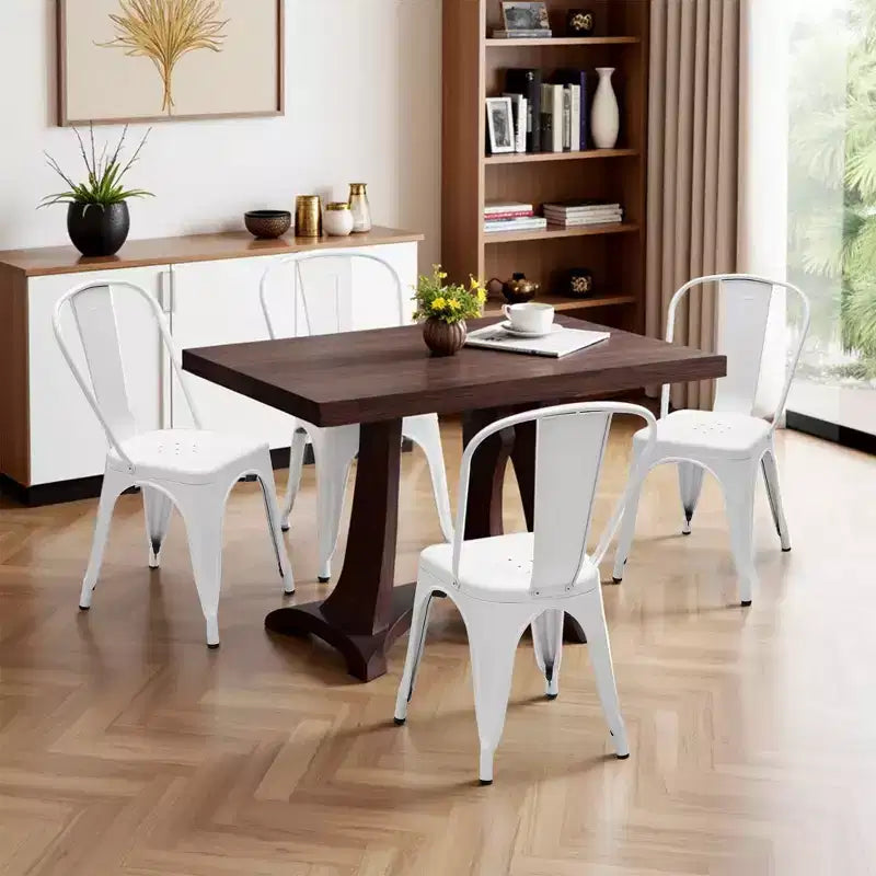 MAYEERTY Set di 4 Sedie da Pranzo in Metallo Impilabili Stile Industriale Capacità di Carico 136 kg per Cucina Sala da Pranzo
