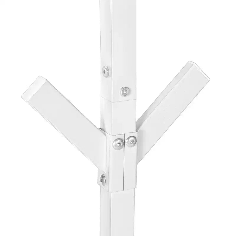 Appendiabiti autoportante Okak con 8 ganci, appendiabiti contemporaneo con struttura in metallo, portaoggetti da ingresso per soggiorno, camera da letto, bianco