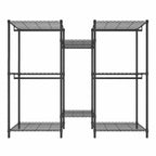 Appendiabiti da terra Okak Heavy Duty con 8 ripiani a filo regolabili, porta abiti a stelo con 5 aste appendiabiti, scaffale portaoggetti per camera da letto, nero