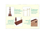 Appendiabiti da ingresso Okak con ripiani in legno e struttura in acciaio inossidabile, appendiabiti industriale dal design elegante, appendiabiti per soggiorno, camera da letto, oro