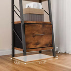 Celebalcony Libreria a Scala a 5 Ripiani con Cassetto, Scaffali angolari Moderni con Contenitore per CD/Libri/Film, Libreria per Casa/Ufficio, Marrone Rustico
