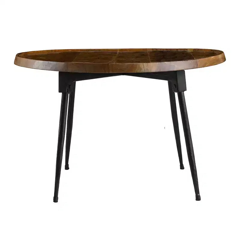 Tavolino ovale in legno di acacia e ferro Noyes di GDFStudio