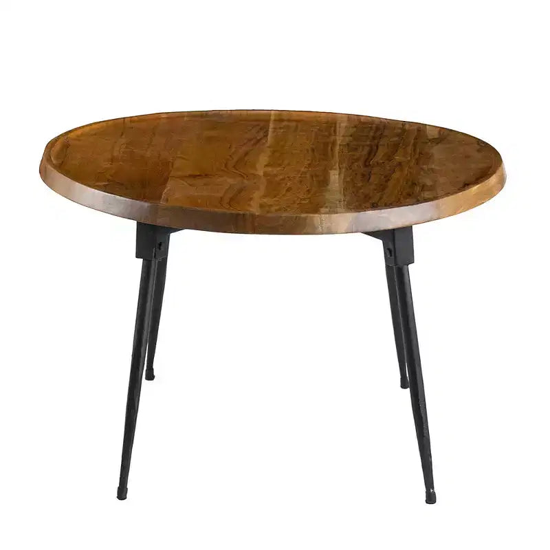 Tavolino ovale in legno di acacia e ferro Noyes di GDFStudio