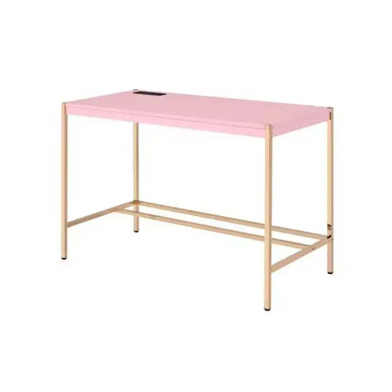 Scrivania Royal Hampton con Dock USB e Gambe in Metallo, Rosa e Oro Rosa