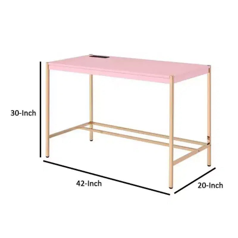 Scrivania Royal Hampton con Dock USB e Gambe in Metallo, Rosa e Oro Rosa