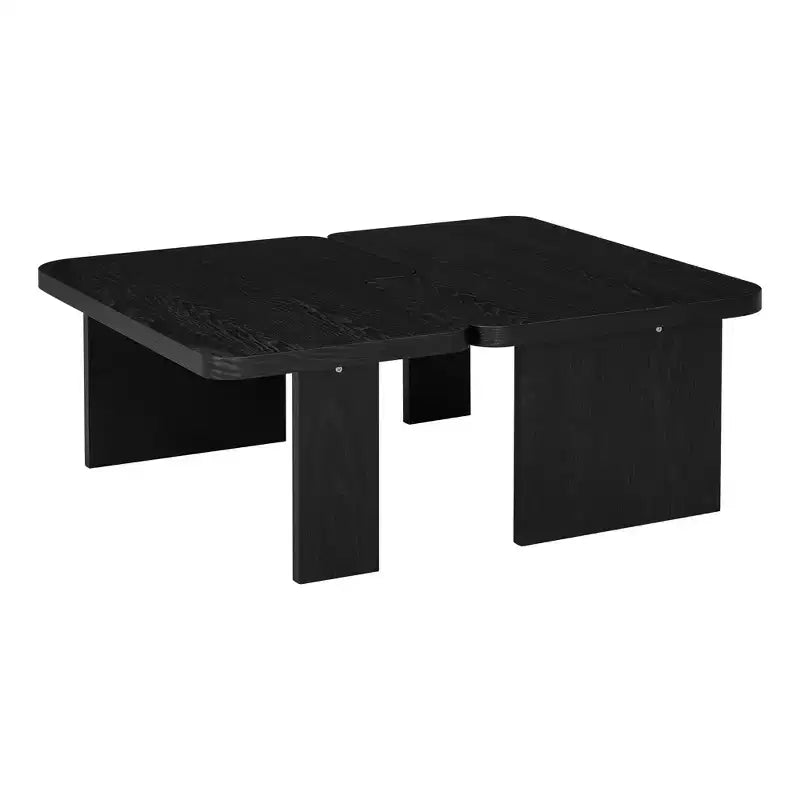 Tavolini da caffè rettangolari, set da 2, tavolino da salotto minimalista in legno con design a incastro
