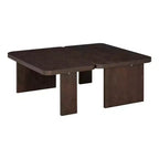 Tavolini da caffè rettangolari, set da 2, tavolino da salotto minimalista in legno con design a incastro