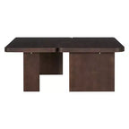 Tavolini da caffè rettangolari, set da 2, tavolino da salotto minimalista in legno con design a incastro