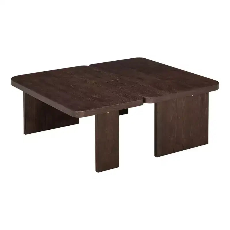 Tavolini da caffè rettangolari, set da 2, tavolino da salotto minimalista in legno con design a incastro