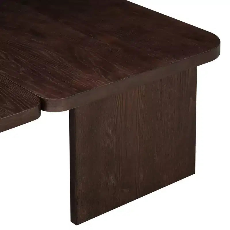 Tavolini da caffè rettangolari, set da 2, tavolino da salotto minimalista in legno con design a incastro