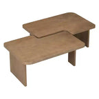 Tavolini da caffè rettangolari, set da 2, tavolino da salotto minimalista in legno con design a incastro