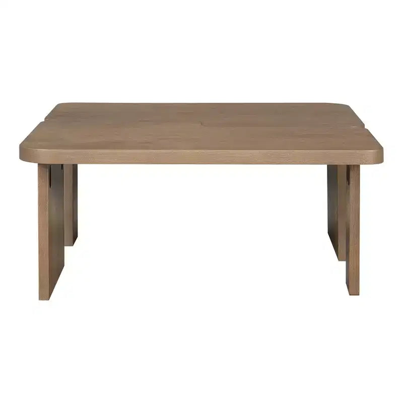 Tavolini da caffè rettangolari, set da 2, tavolino da salotto minimalista in legno con design a incastro