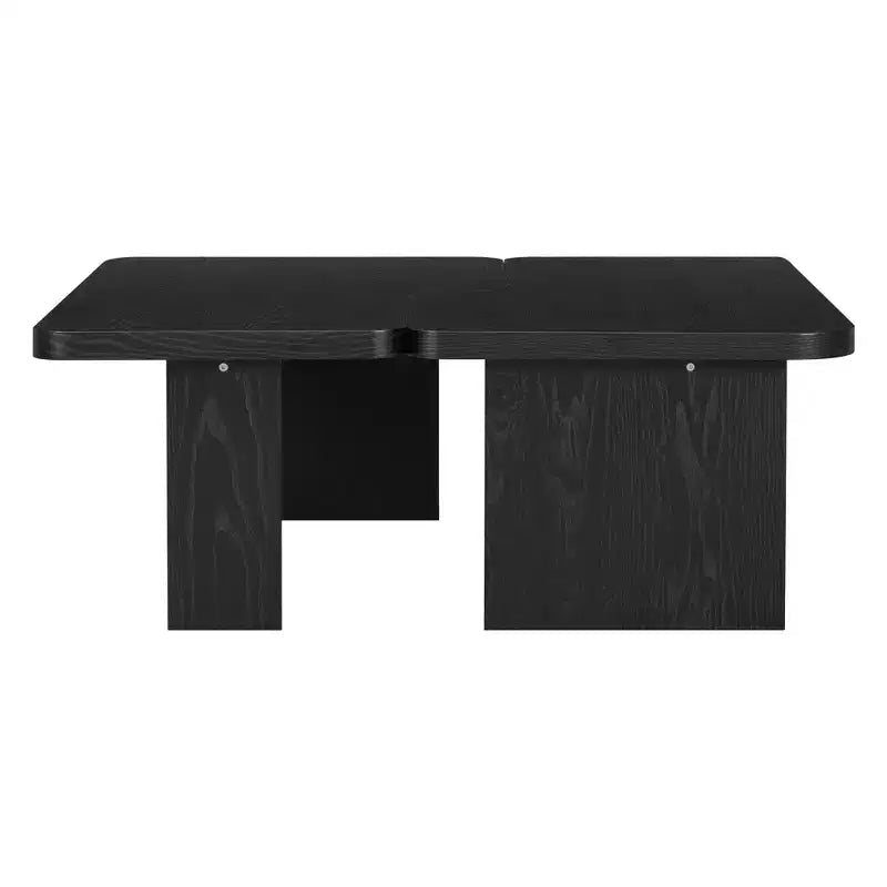 Tavolini da caffè rettangolari, set da 2, tavolino da salotto minimalista in legno con design a incastro
