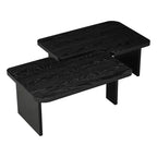 Tavolini da caffè rettangolari, set da 2, tavolino da salotto minimalista in legno con design a incastro