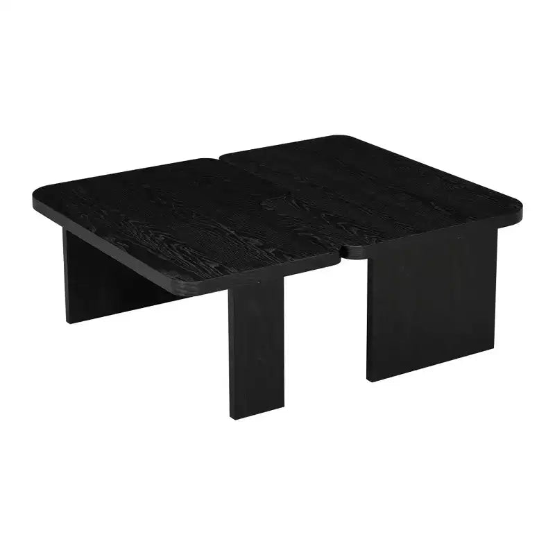 Tavolini da caffè rettangolari, set da 2, tavolino da salotto minimalista in legno con design a incastro
