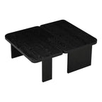 Tavolini da caffè rettangolari, set da 2, tavolino da salotto minimalista in legno con design a incastro