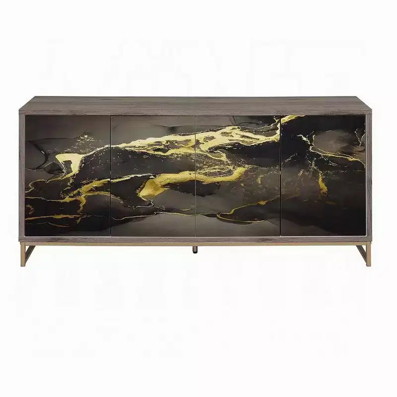 Consolle credenza Royal Hampton, effetto marmo nero, legno marrone 65 pollici