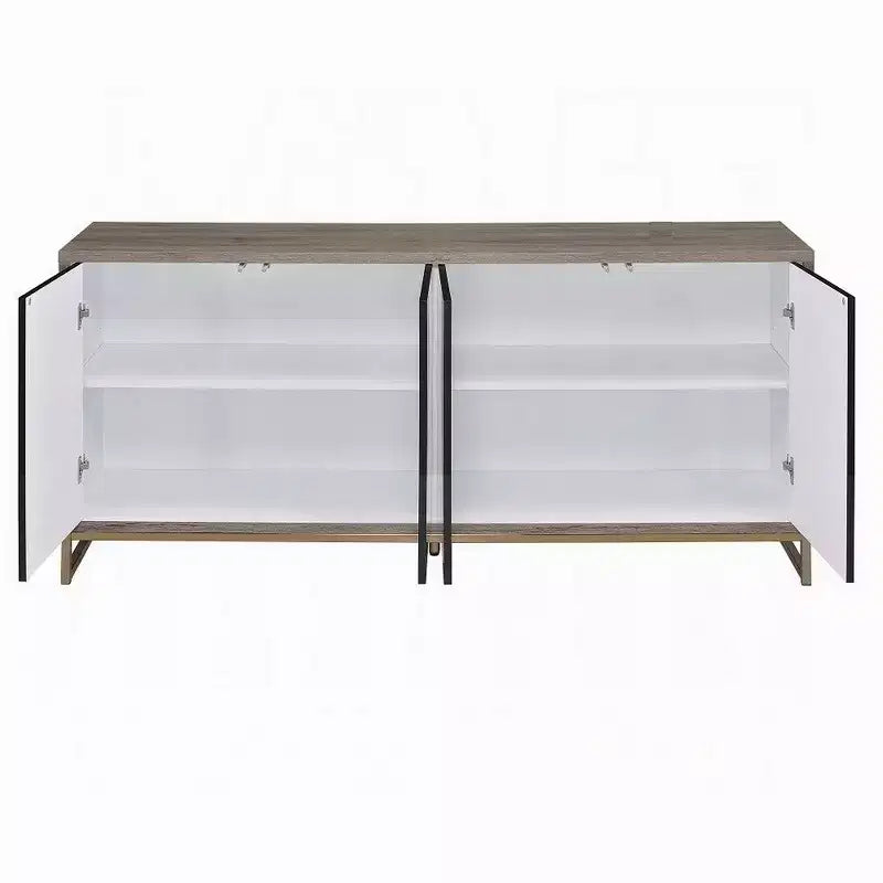Consolle credenza Royal Hampton, effetto marmo nero, legno marrone 65 pollici