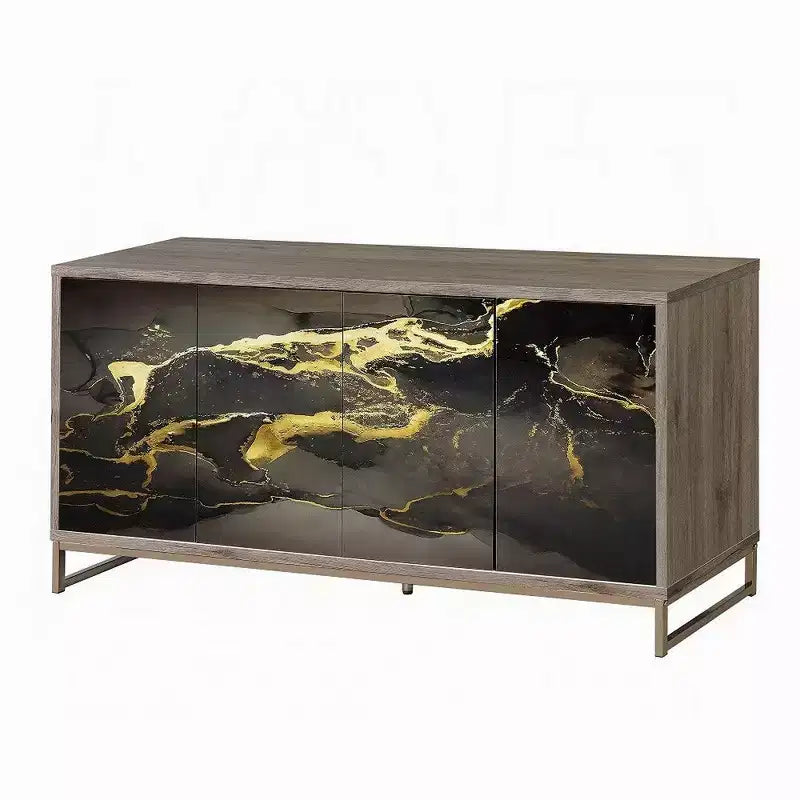 Consolle credenza Royal Hampton, effetto marmo nero, legno marrone 65 pollici